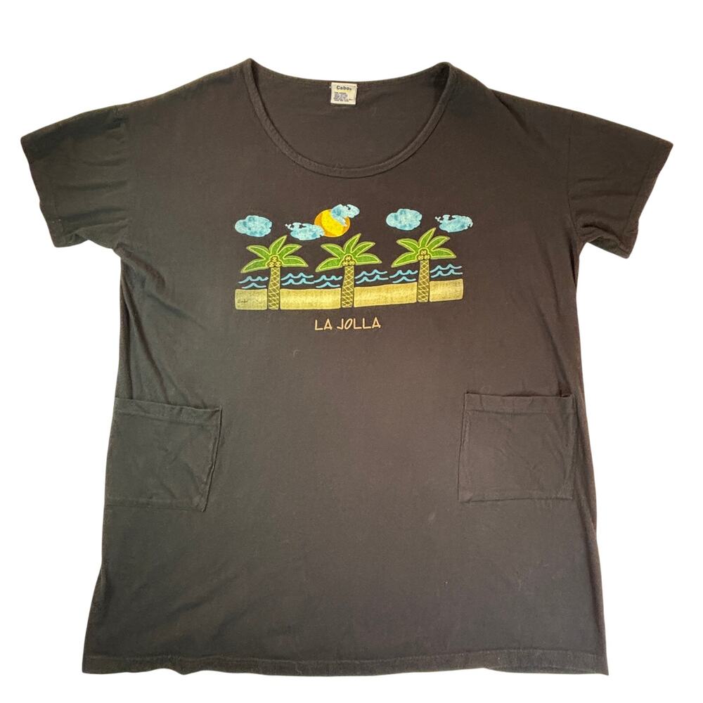 Vintage Cabo La Jolla Palm Tree Graphic T-Shirt Made in USA 100% Cotton One Size